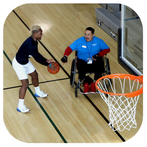 2 patrons play basketball in the gymnasium of one of the virginia beach rec centers